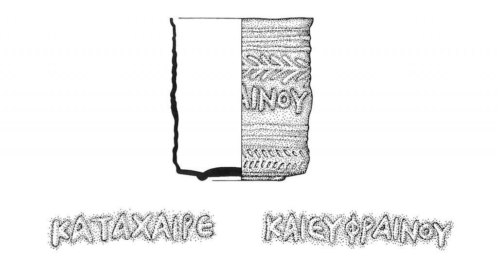 Sketch of a glass beaker with inscription